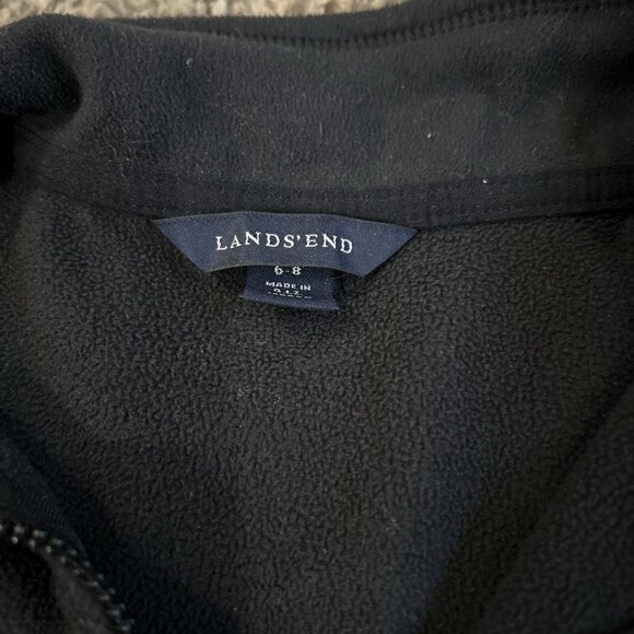 Lands End Women 6-8 Small Black Quarter Zip Fleece Pullover Sweater Jacket - Picture 2 of 4